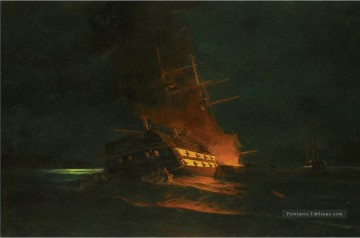  Batailles Tableaux - L’incendie d’une frégate turque 2 par Konstantinos Volanakis Batailles navale